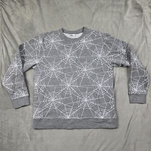Doe Gray Web Pattern Sweater Halloween Web Shirt Grey M Web Sweatshirt October